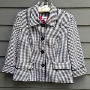 Tribella Black White Gingham Check with Pink Lining Jacket size 6